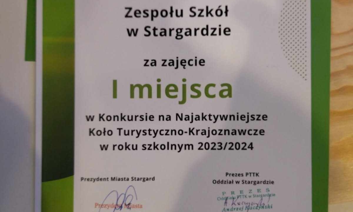 Najaktywniejsze Szkolne Koło Turystyczno-Krajoznawcze